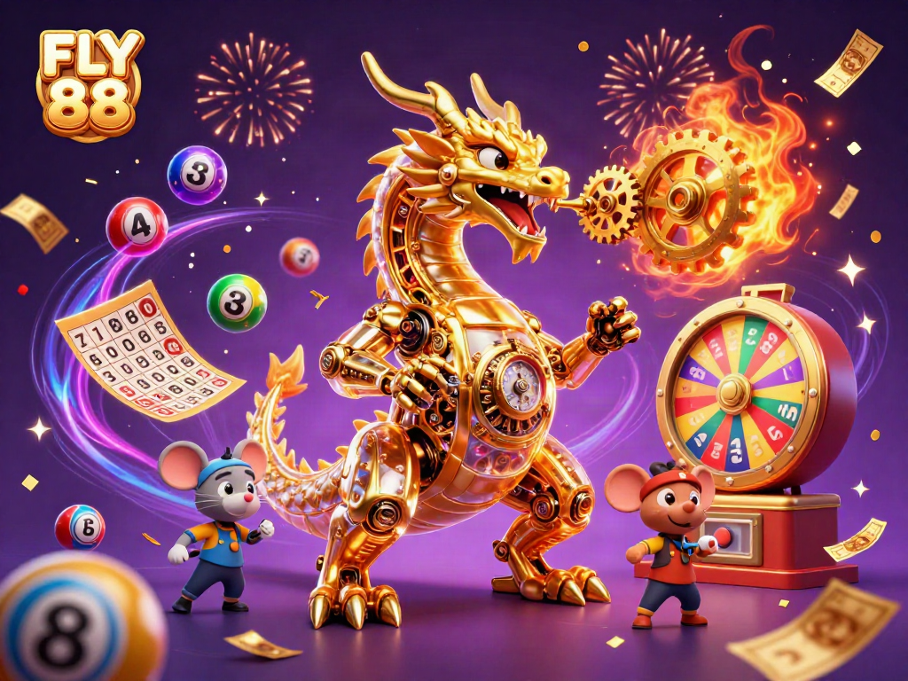Experience thrilling gameplay with FLY 88's vibrant casino scene packed with action.