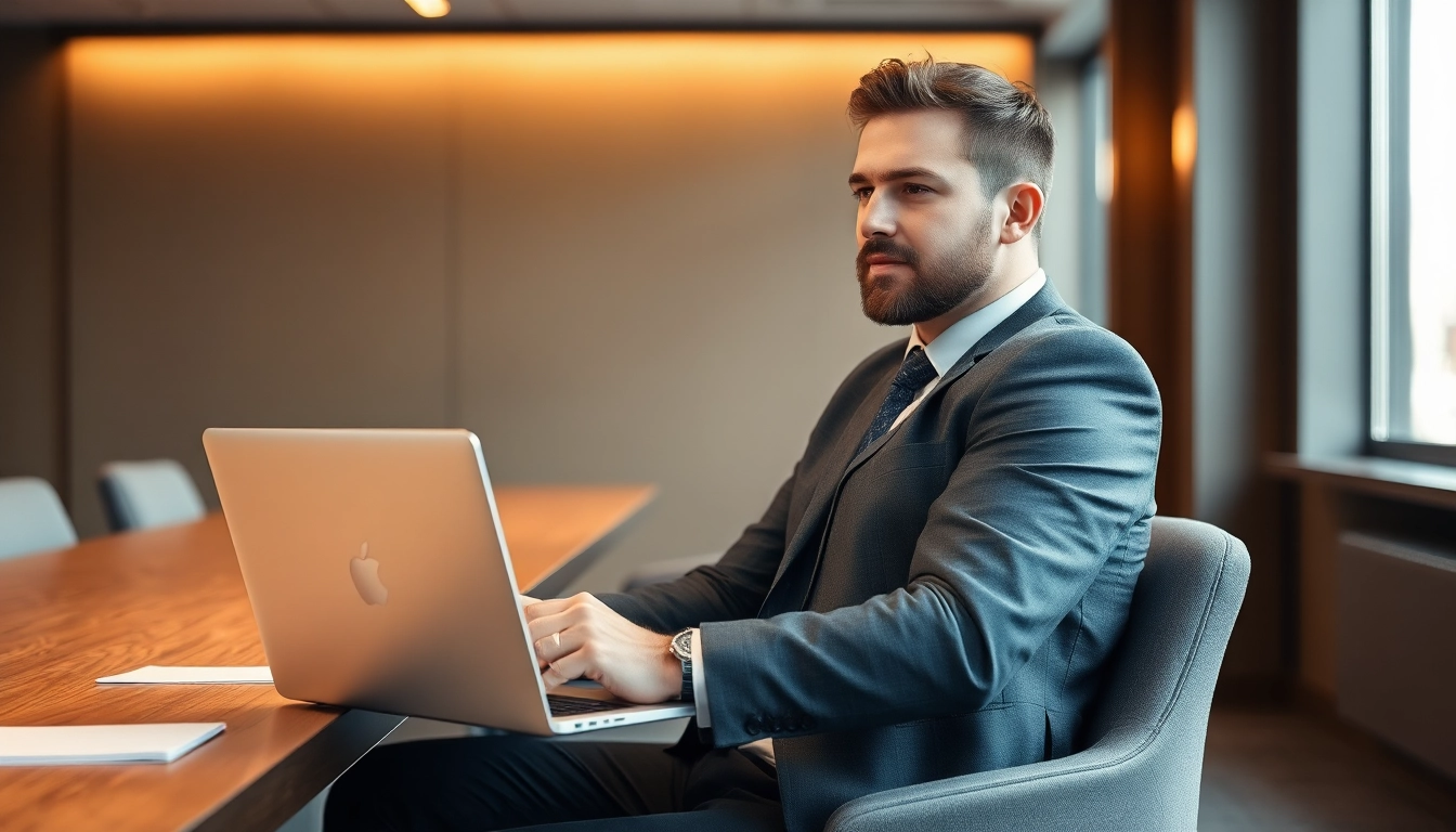 Professioneller Headhunter Karlsruhe konzentriert bei der Arbeit in elegantem Büro.