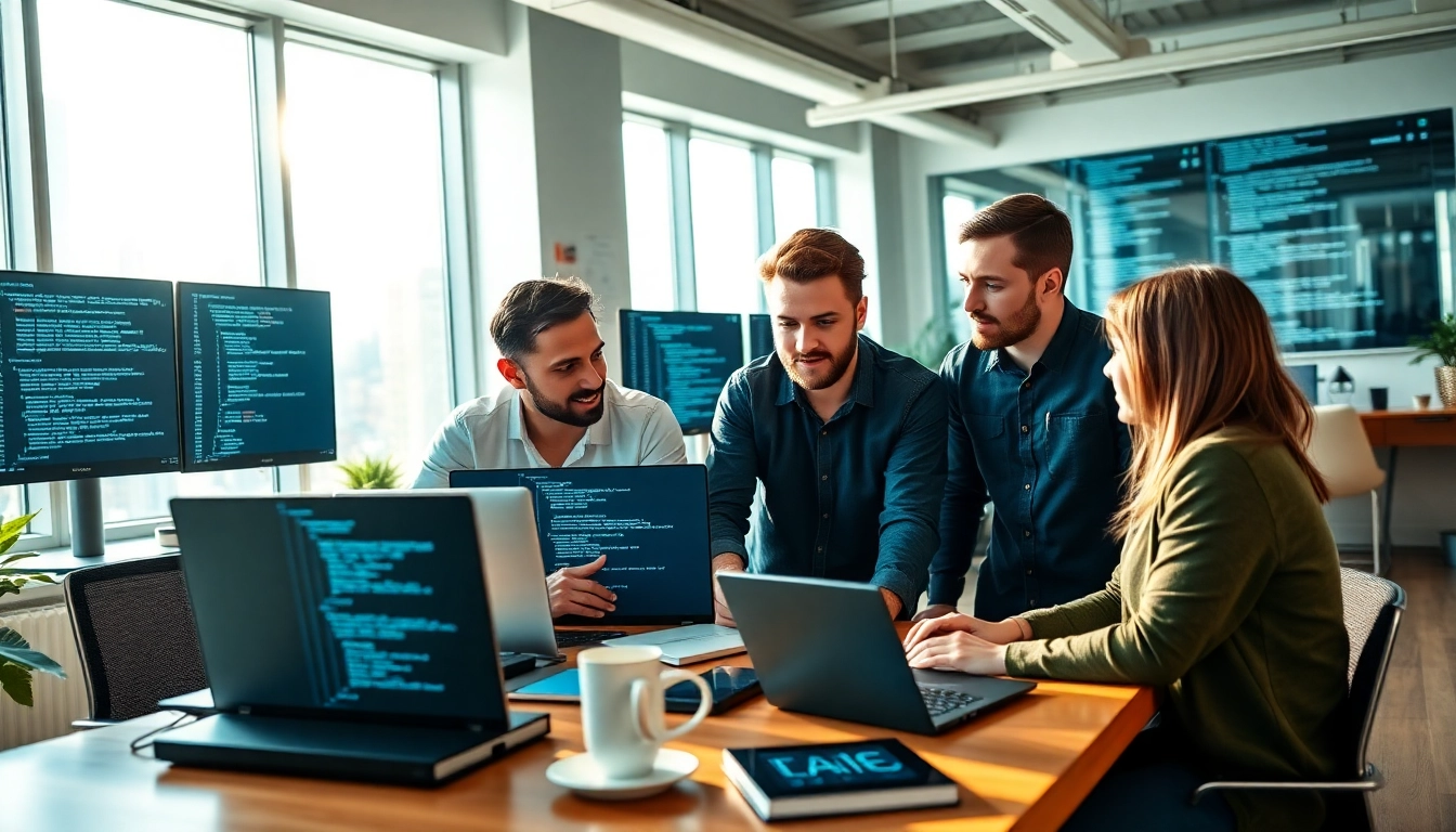 Software Entwicklung im Team bei der Zusammenarbeit an modernen Technologieprojekten.