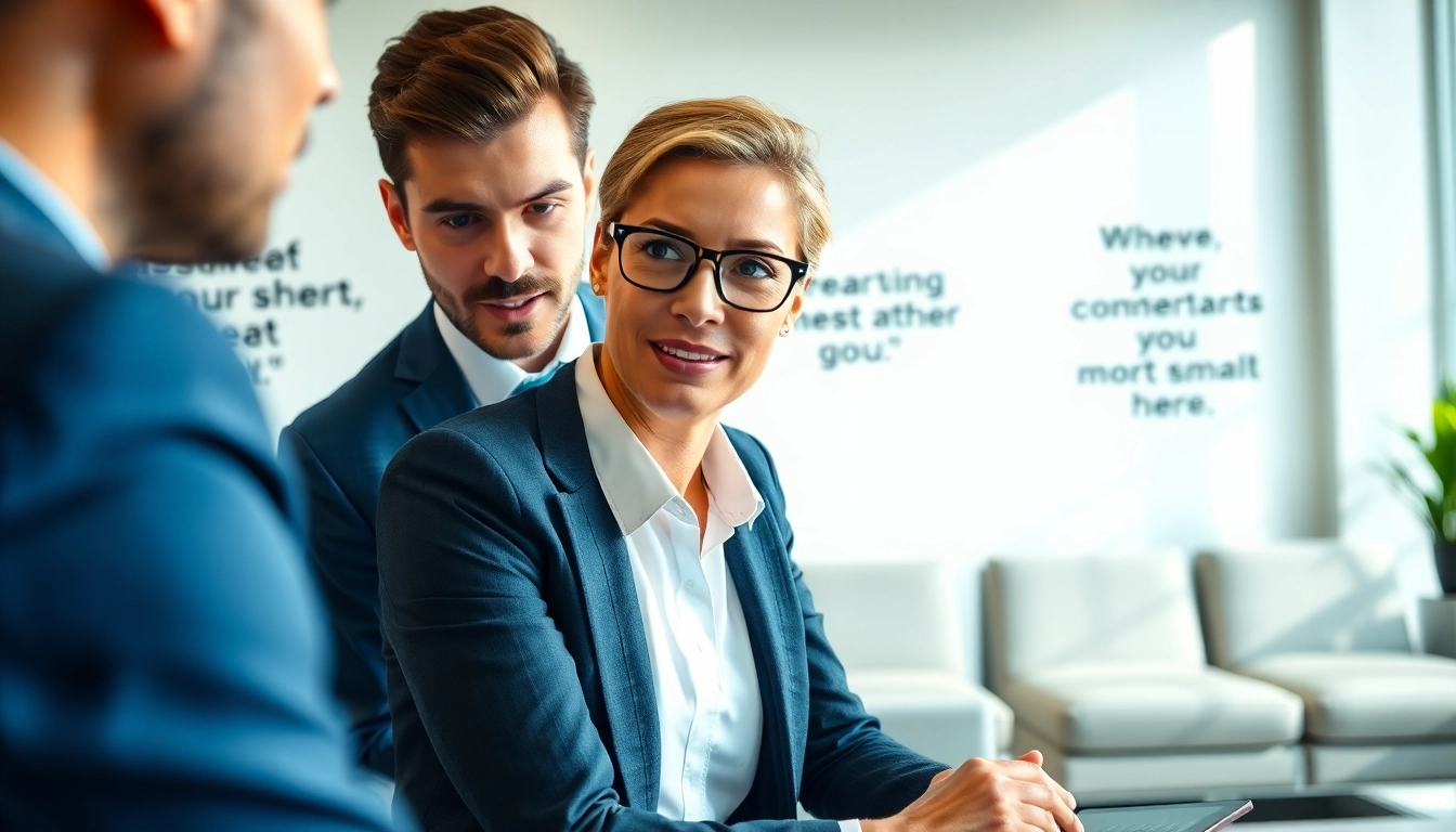 Headhunter conducts an interview in a bright office, showcasing professionalism and engagement.