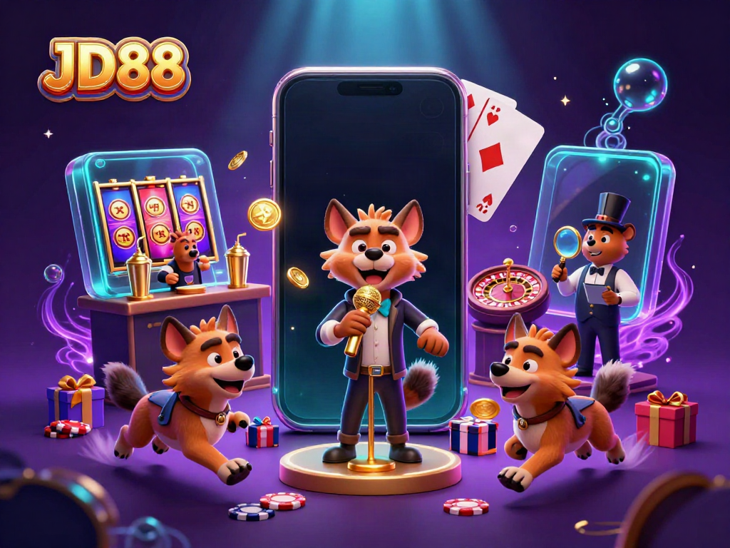 Experience the vibrant energy of JD88's comedy casino with hyenas, slot games, and dynamic nightlife.