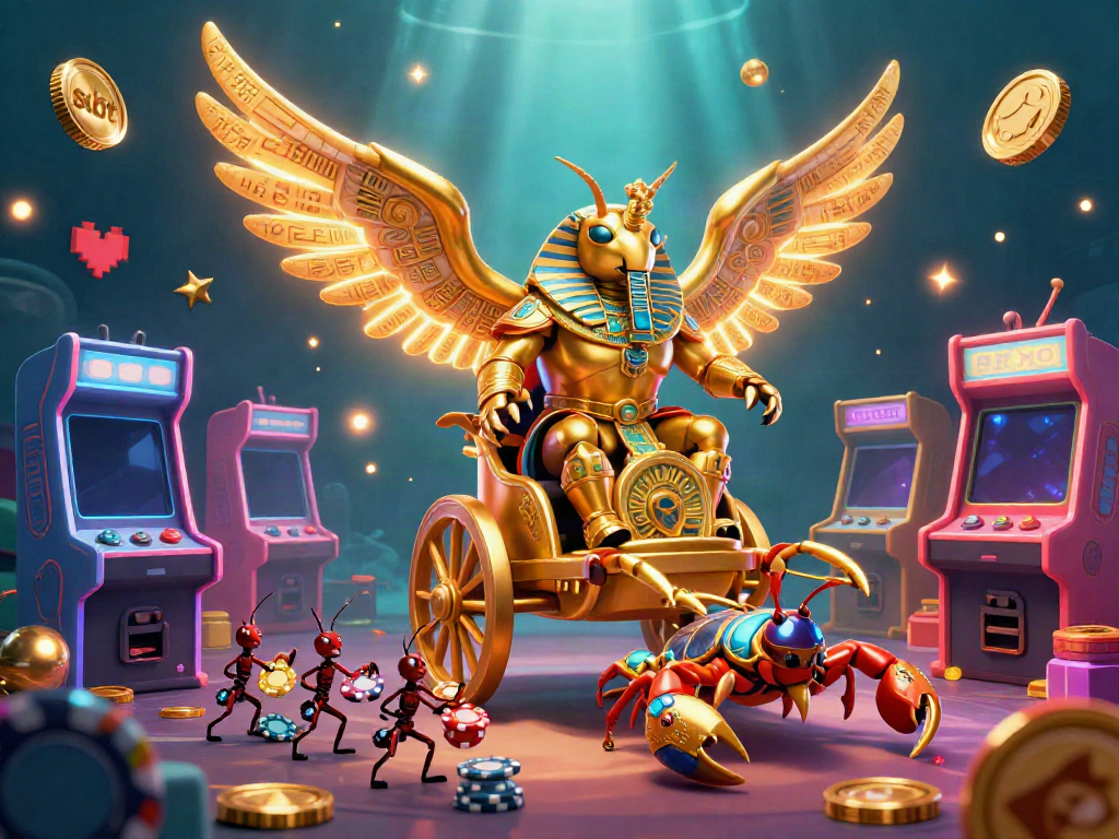 Experience the vibrant world of slot machines with animated characters and game elements.