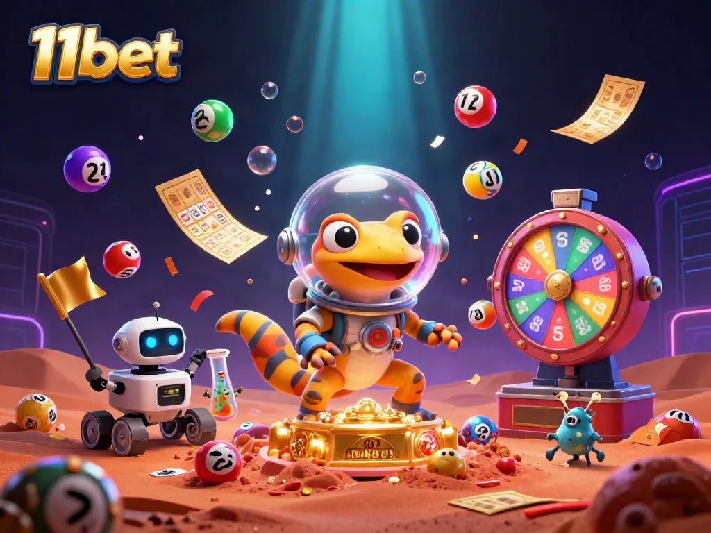 Experience thrilling gaming adventures at 11bet, highlighted by vibrant lottery balls and jackpot rewards.