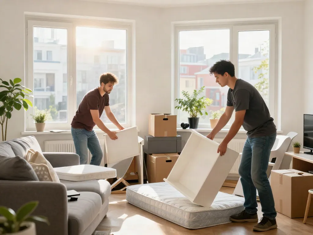 Entrümpelung Berlin: Professionelles Team entfernt Möbel und Haushaltsgegenstände aus einer Wohnung.