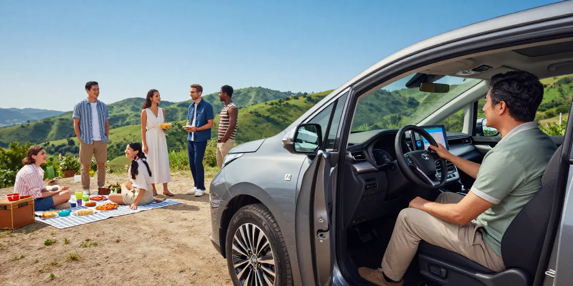Engagierte Community im Toyota Verso Forum diskutiert die Funktionen des Toyota Verso an einer malerischen Aussichtsplattform.