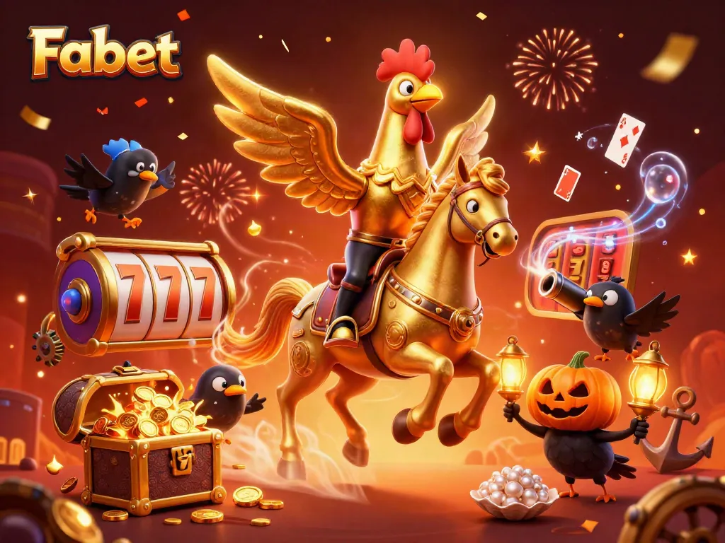 Experience thrilling gameplay and winning at Fabet's vibrant casino with dynamic characters and treasures.
