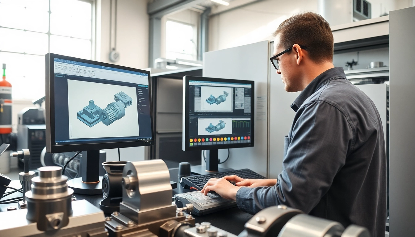 cnc teile fertigen lassen in einer modernen CNC-Fertigung mit präzisen Maschinen und CAD-Design.