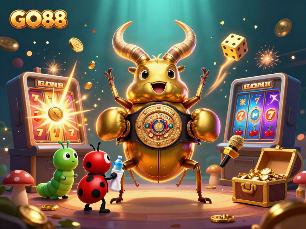 Win big at GO88 with this dynamic 3D casino scene featuring vibrant characters and thrilling elements.