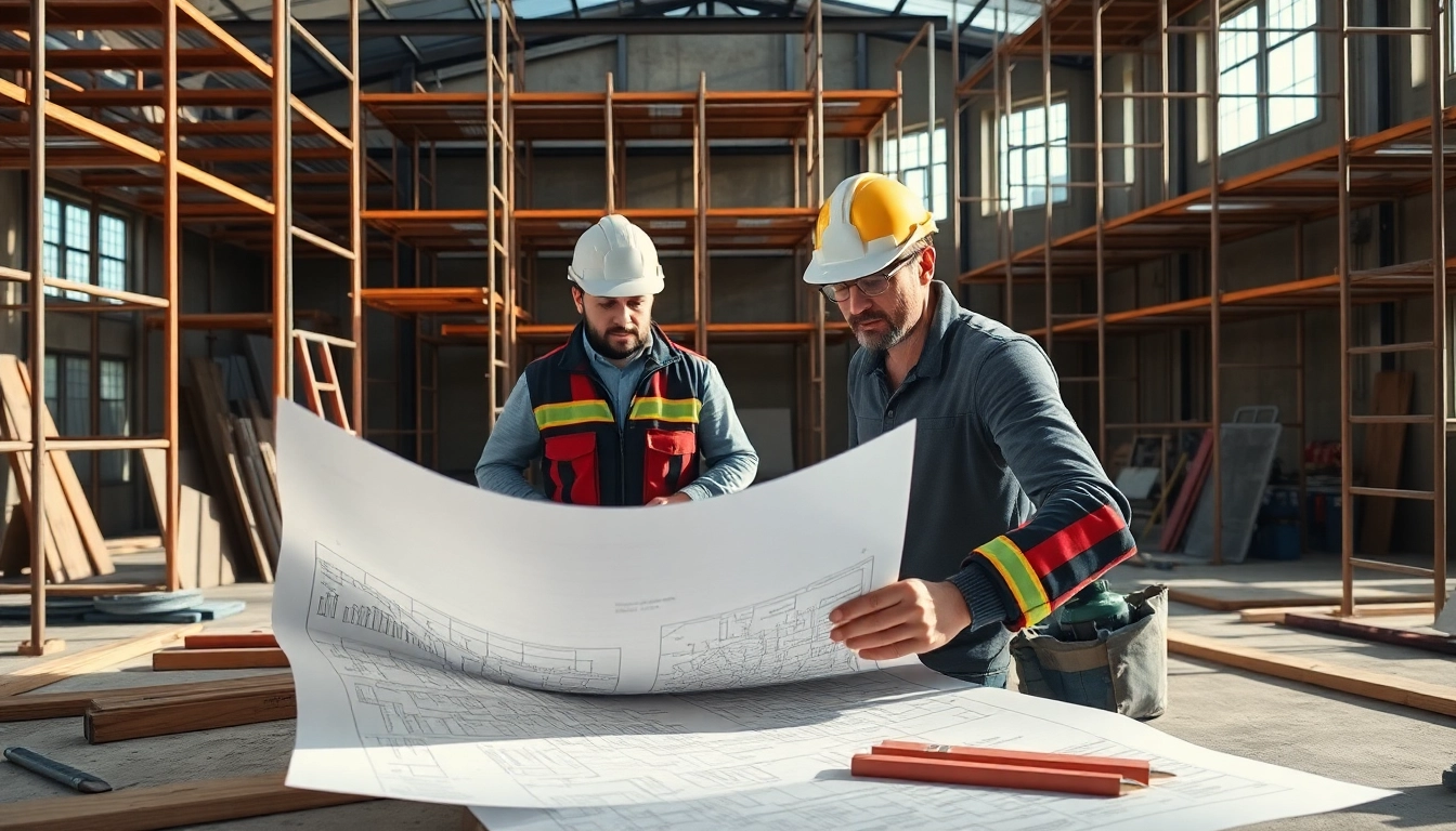 Efficient Sanierungsplanung Flachdach in progress, showcasing collaboration on construction plans.