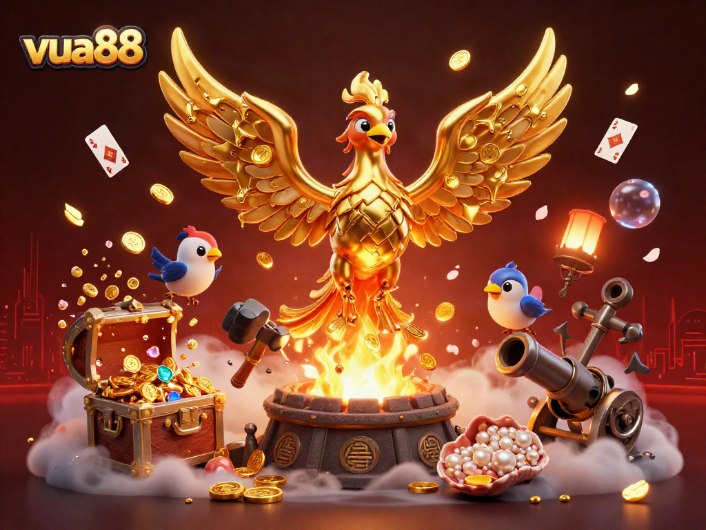 Spin the reels and win at Vua88 with the golden phoenix and underwater treasures transforming your luck.