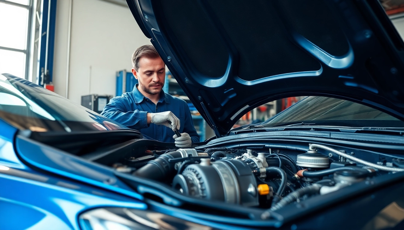 Motorschaden Ankauf - Mechanic inspecting a damaged engine in a workshop.