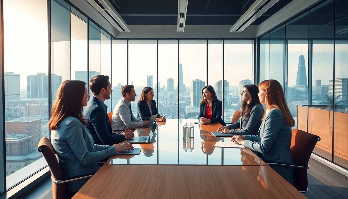 Professionals collaborating in a modern office showcasing Headhunter Berlin connections.