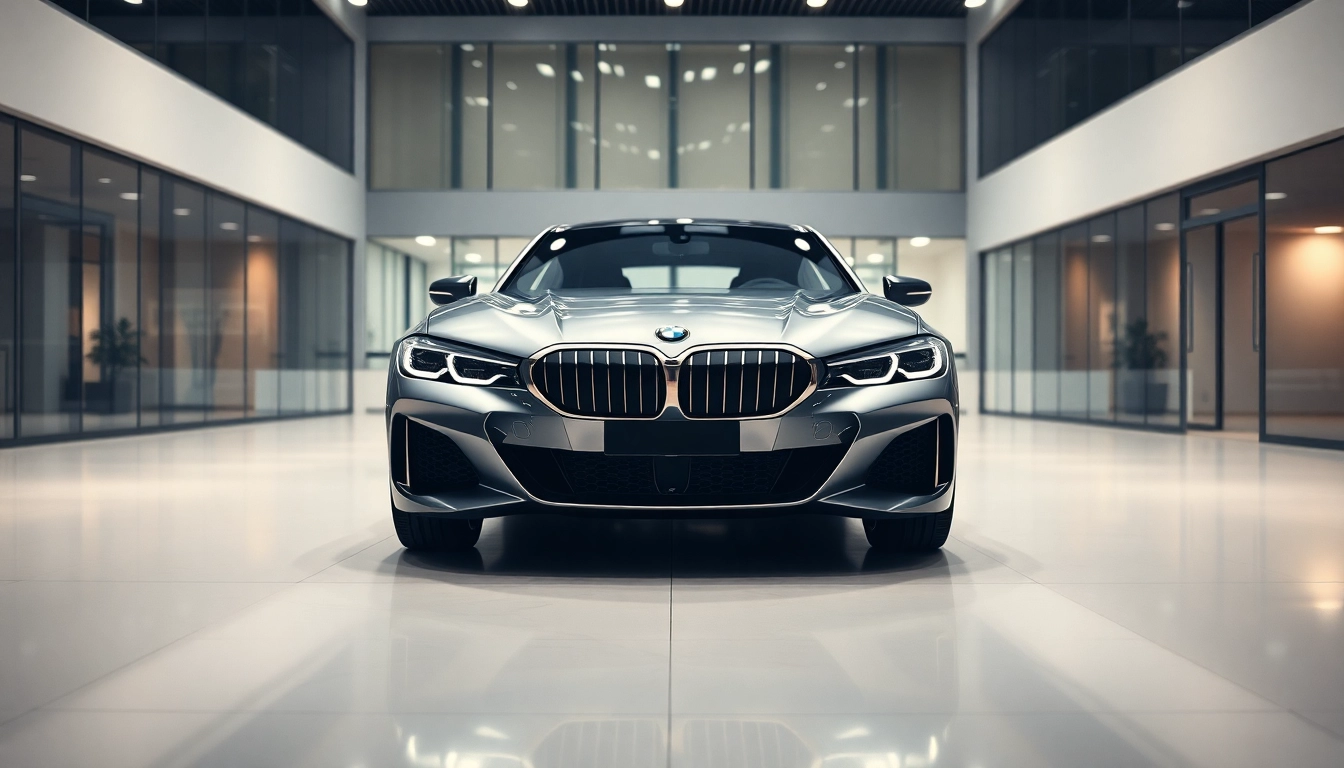 BMW kaufen: An elegant showroom showcasing a sleek BMW model, illustrating luxury and style.