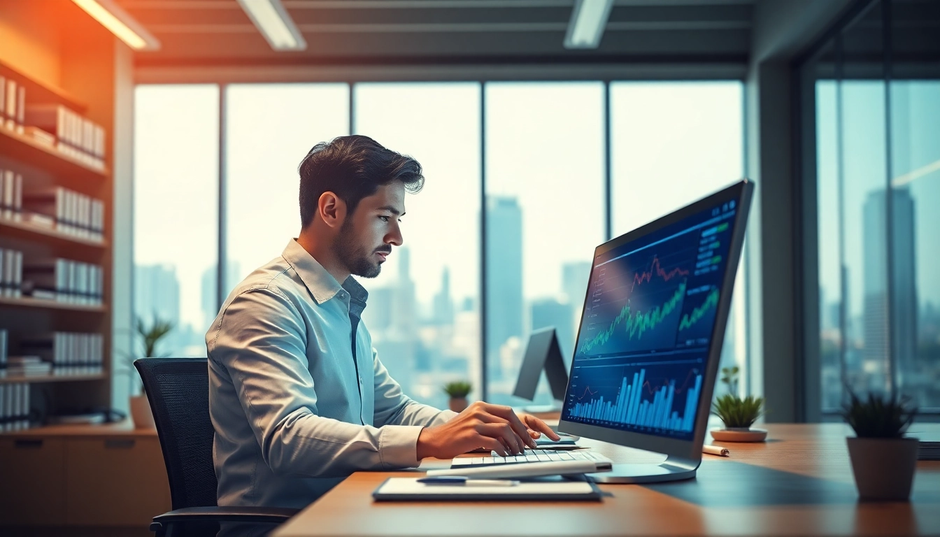 Finanzanalyse durch einen Finanzanalyst in einem modernen Büro vollzogen.