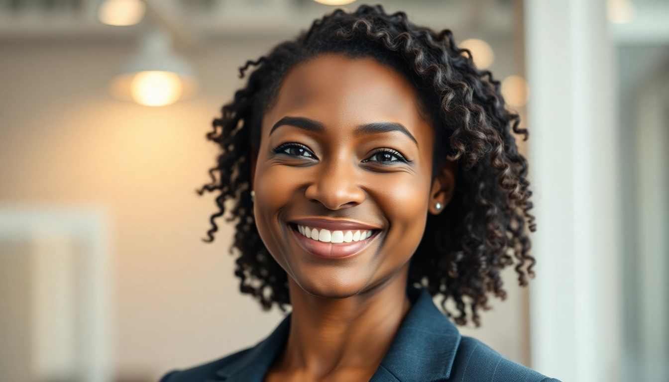 Generate an ai professional headshot free showcasing a confident individual against a soft-focus background.