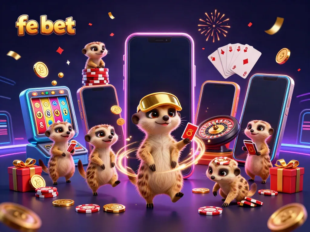 Experience thrilling fun with fe bet as meerkats manage a vibrant casino scene.