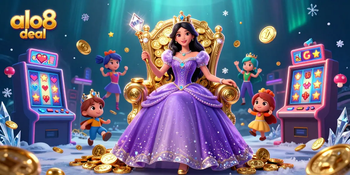 Experience the thrill of gaming at alo8 deal, featuring a dazzling casino princess in a vibrant and colorful 3D scene.