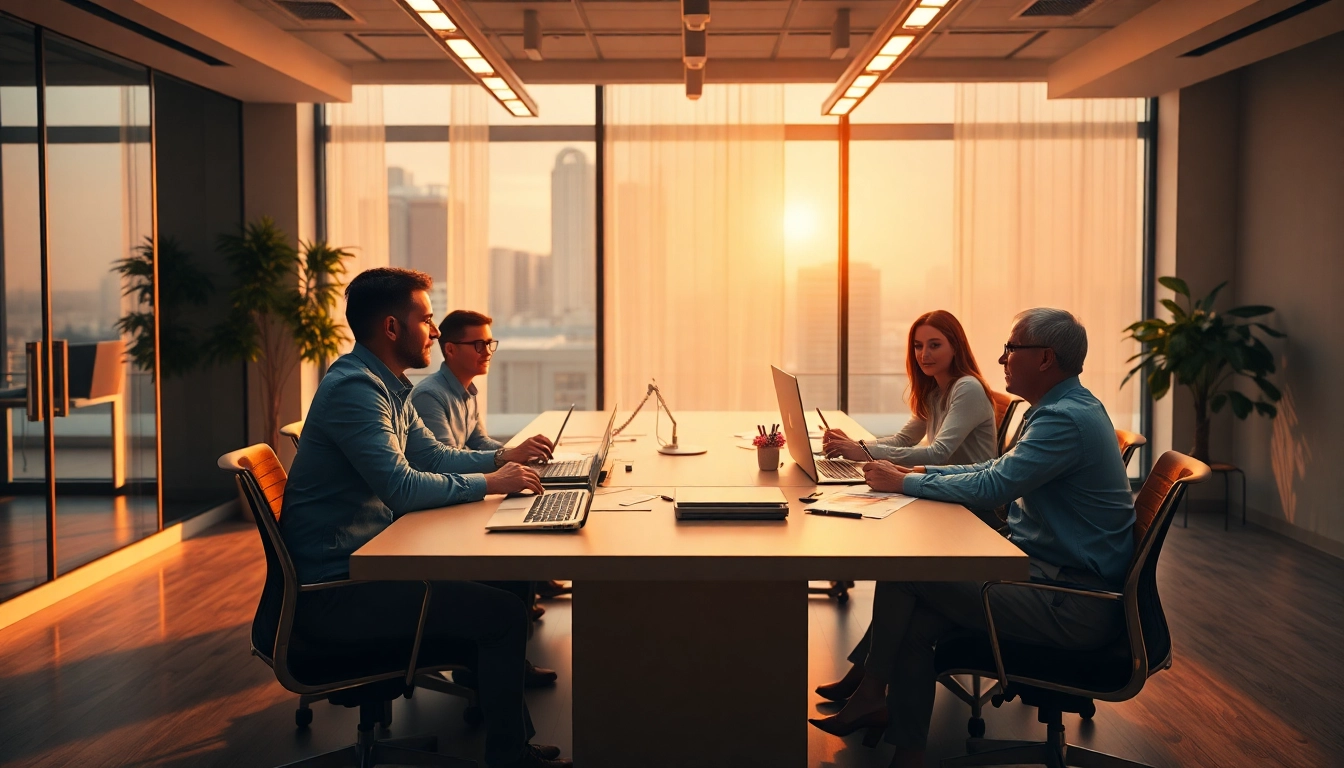 Headhunter Ingenieure beraten an einem modernen Tisch in einem hellen Büro.