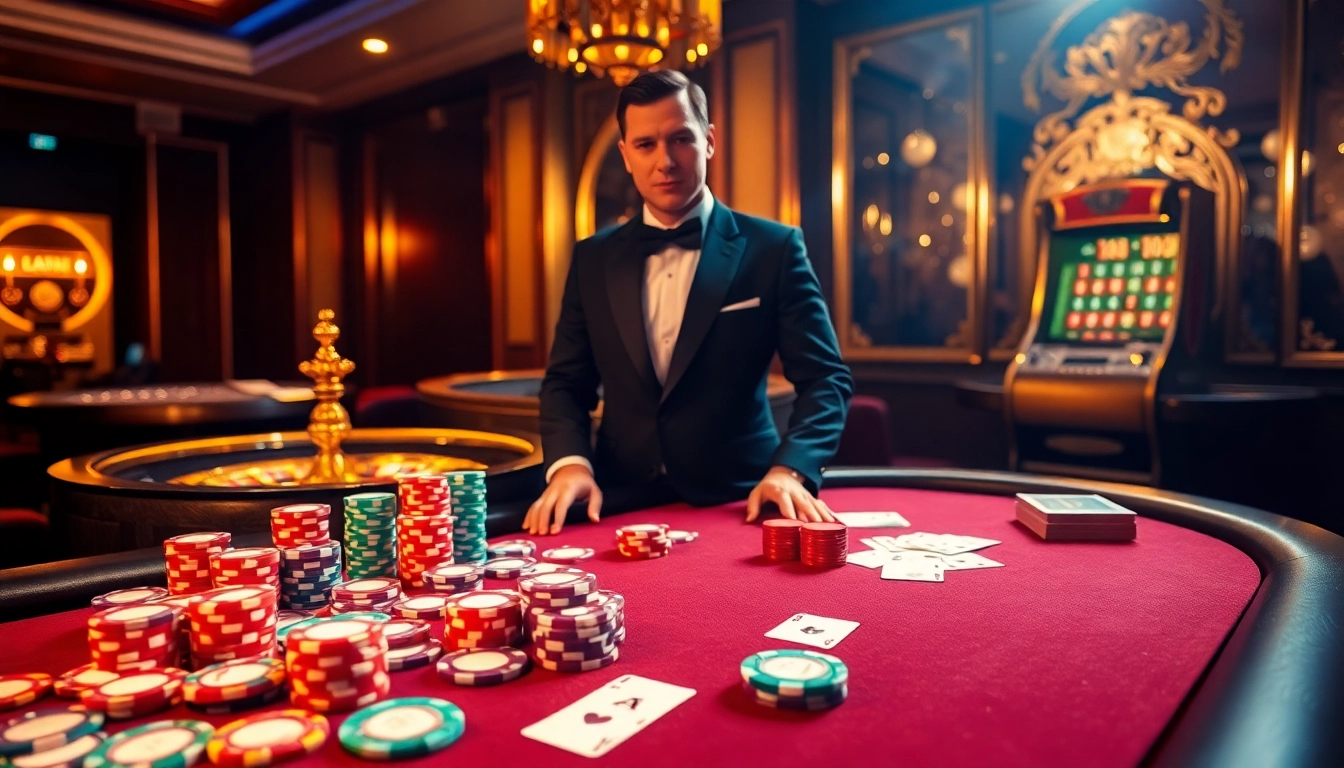 Exciting gambling action at a TT88 casino table filled with chips and cards.