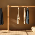 Kleiderbügel Großhändler präsentiert hochwertige Holz-Kleiderbügel in einem eleganten Setup für professionelle Ansprüche.