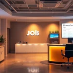 Browse Stellenangebote for career opportunities in a vibrant, modern office.