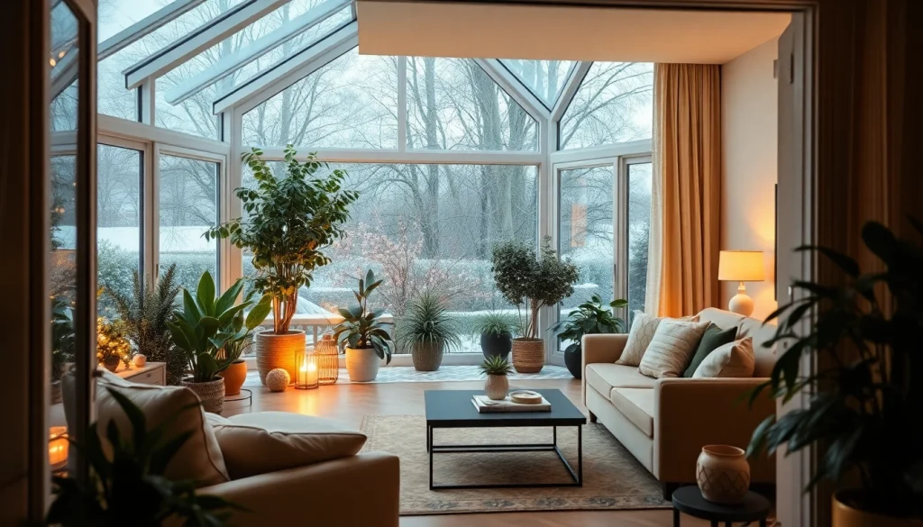 Wintergarten Anbau Wohnzimmer: Entspannen Sie in einem stilvollen Wintergarten mit angenehmer Atmosphäre und viel Licht.