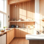 Renovierte Wohnküche, die Hausrenovierung neu definiert. Moderne Geräte und einladendes Ambiente.