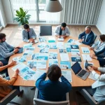 Collaborative team at a werbeagentur pflege creating effective healthcare marketing strategies.
