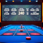 Spiele Plinko auf einem aufregenden Online-Casino-Tisch mit vertikalen Pins und bunten Pucks.
