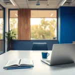 Headhunter Hagen im modernen Büro mit Laptop und Notizbuch am Schreibtisch