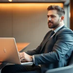 Professioneller Headhunter Karlsruhe konzentriert bei der Arbeit in elegantem Büro.