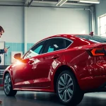 Spot Repair München: Techniker repariert professionelle Lackschäden in einer modernen Werkstatt.