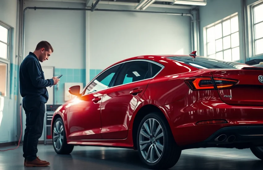 Spot Repair München: Techniker repariert professionelle Lackschäden in einer modernen Werkstatt.