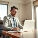 Headhunter arbeitet in einem modernen Büro für Personalvermittlung.