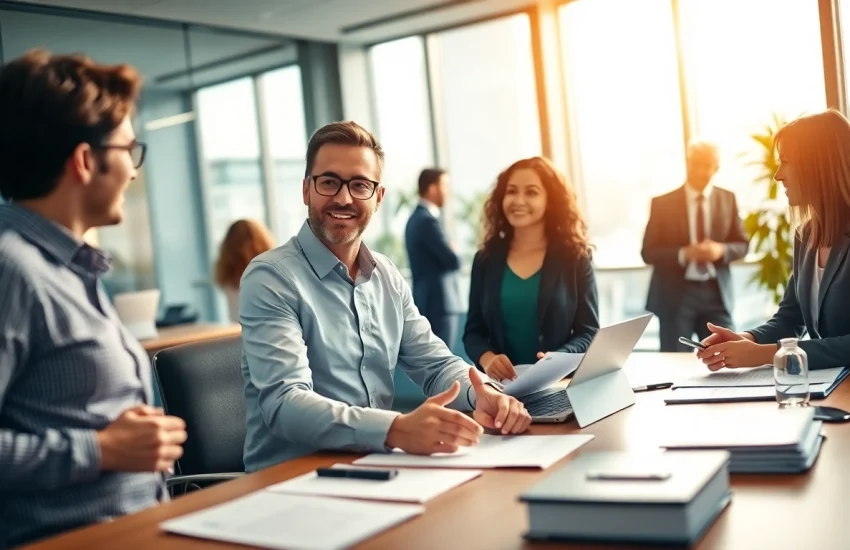 Headhunter Wiesbaden consulting clients in a professional office setting.