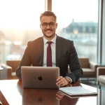 Headhunter Nürnberg: Professioneller Headhunter in modernem Büro, das Vertrauen ausstrahlt.