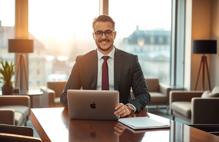 Headhunter Nürnberg: Professioneller Headhunter in modernem Büro, das Vertrauen ausstrahlt.