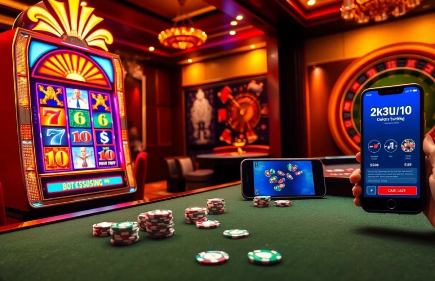 Engaging scene of players winning at OK789 casino, featuring vibrant slot machines and betting action.