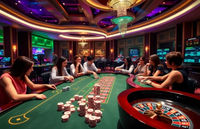 Experience thrilling gameplay at CF789 with vibrant casino tables and eager players.