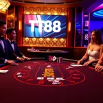 Experience the thrill of TT88 in a luxurious casino environment featuring blackjack, poker chips, and elegance.