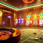 Exciting gambling scene at 6666bet with digital roulette, poker table, and lively casino atmosphere.