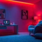 Engaging scene of a cozy room for porn ai chat with intimate digital interactions.