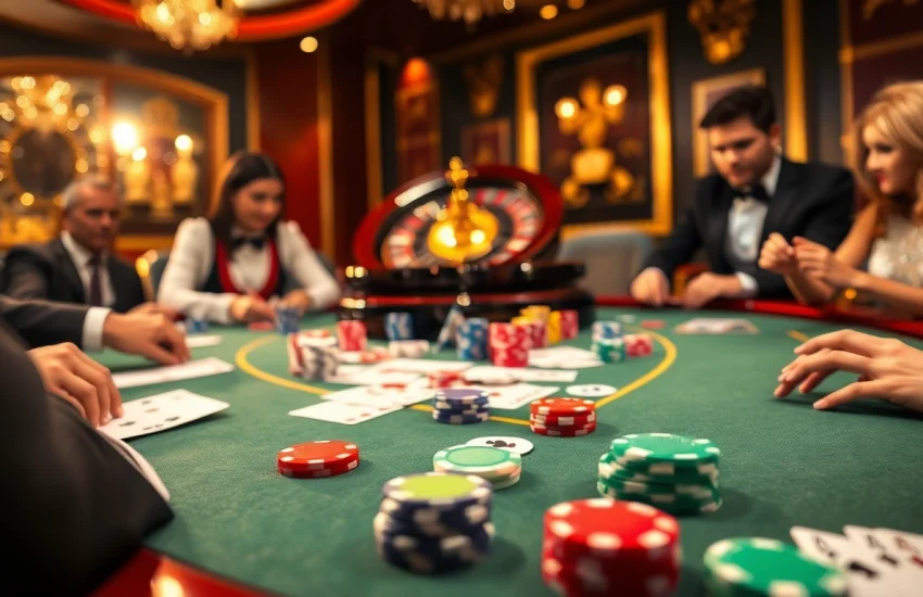 Experience the thrill of high-stakes poker at https://do666.at with vibrant chips and game action.