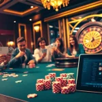 Engage in thrilling poker action at https://f8bet.dental/ with vibrant chips and a roulette wheel.