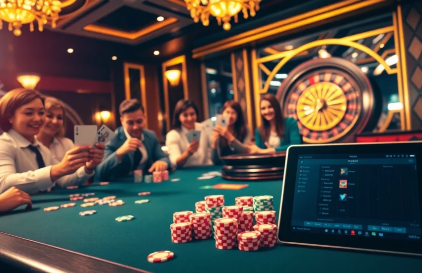 Engage in thrilling poker action at https://f8bet.dental/ with vibrant chips and a roulette wheel.