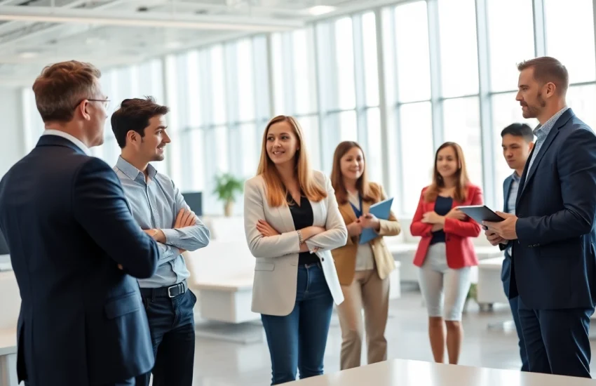 Headhunter IT merging talent with opportunities in a vibrant office.