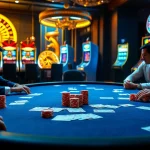Experience the thrill of gaming with Luckywin777 in this luxurious casino scene.