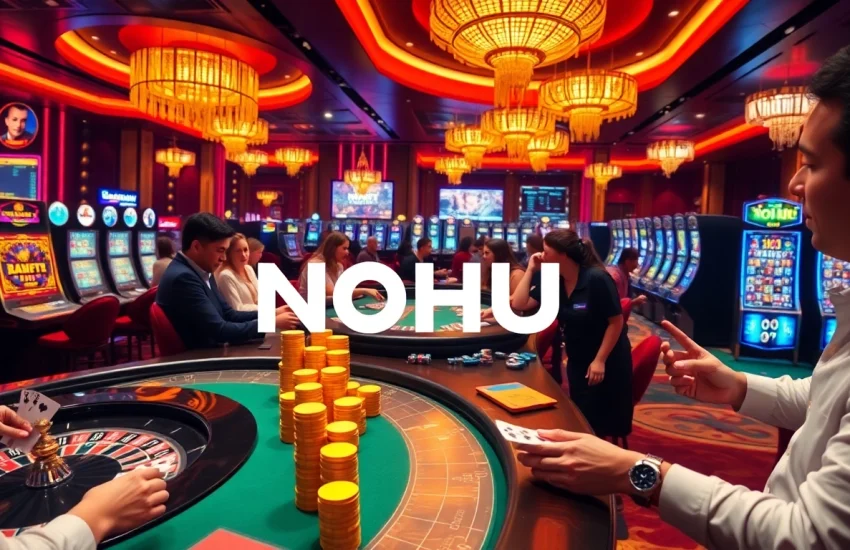 Experience NOHU's vibrant casino with engaging games and players enjoying a premium gambling environment.
