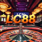 Engage with the thrilling atmosphere of Đăng Nhập LC88 at a luxurious casino table surrounded by players.