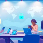 快连官网 showcases users seamlessly connecting devices in a global network, emphasizing speed and security.